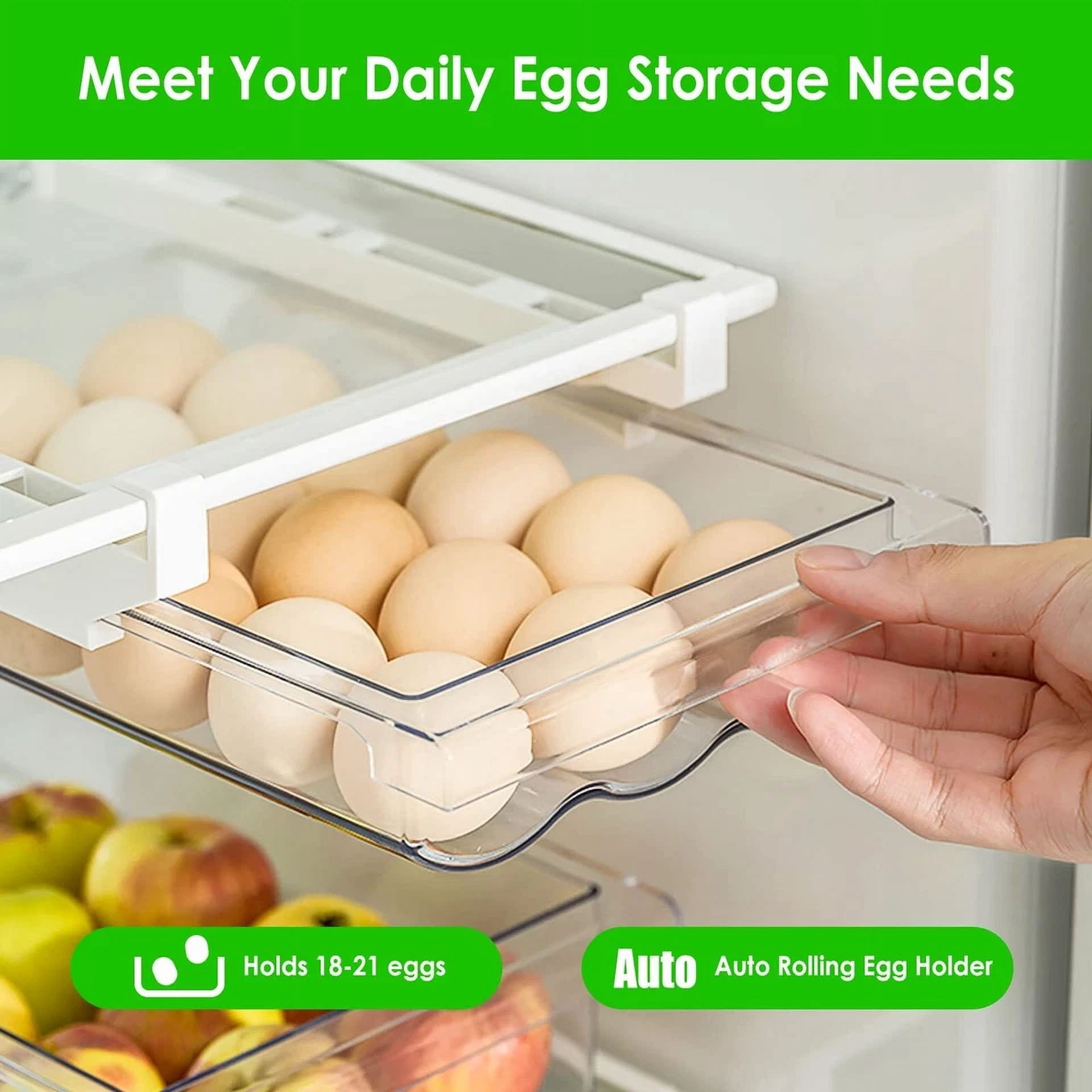 PRIME - Drawer-Style Egg Rack - For Fridge Organization & Home Kitchen