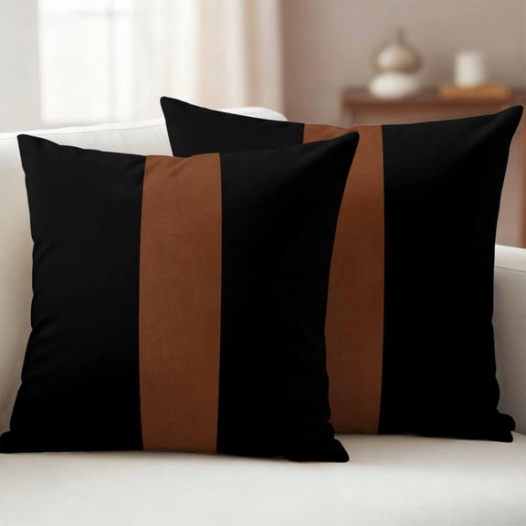 Pack of 2 Outdoor Pillow Covers,Waterproof Black Brown Throw Pillow Covers,Contemporary Boho Modern Art Decorative Pillowcases Cushion Covers for Patio Garden Couch Pillow Sham Protector 16x16 Inch