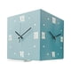 thumbnail image 1 of Reloj de pared de esquina de doble cara con números romanos Reloj de pared silencioso creativo para azul, 1 of 9
