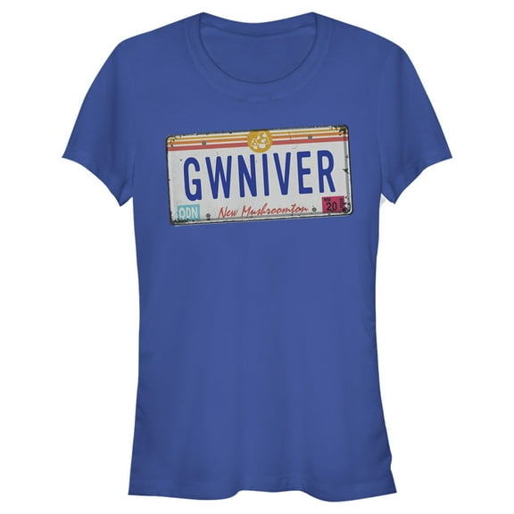 Junior's Onward GWINIVER License Plate  Graphic Tee Royal Blue Medium