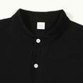 thumbnail image 4 of LNWUY Men's Cotton Linen Shirts Long Sleeve Casual Solid Color Button Down Shirt Band Collar Beach Shirts with Pocket Black L, 4 of 8