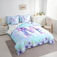 thumbnail image 4 of Manfei Aesthetic Letter M Twin Bedding Sets 7-Piece for Kids, Blue Kawaii Butterfly Bedding Comforter Set, Fairy Tale Princess Style Reversible Sheet Sets, Breathable Home Decor, 4 of 8