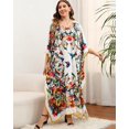 thumbnail image 4 of Edolynsa Plus Size Africa Kaftan Dress Batwing Sleeve Bathing Suit Cover up Long Summer Outfit, 4 of 7
