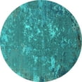 thumbnail image 1 of Ahgly Company Machine Washable Indoor Round Oriental Turquoise Blue Industrial Area Rugs, 7' Round, 1 of 4