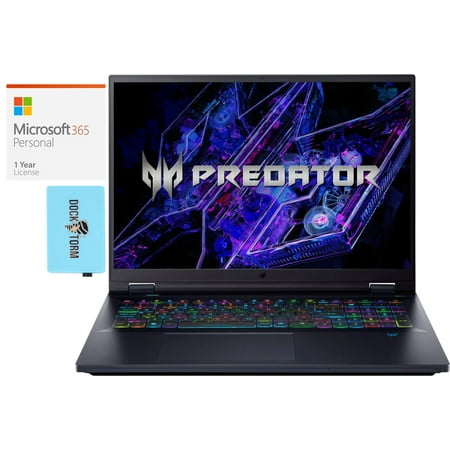 Acer Predator Helios 18 Gaming/Entertainment Laptop (Intel i9-14900HX 24-Core, 18in 250 Hz Wide QXGA (2560x1600), GeForce RTX 4090, Win 11 Pro) with Microsoft 365 Personal , Dockztorm Hub