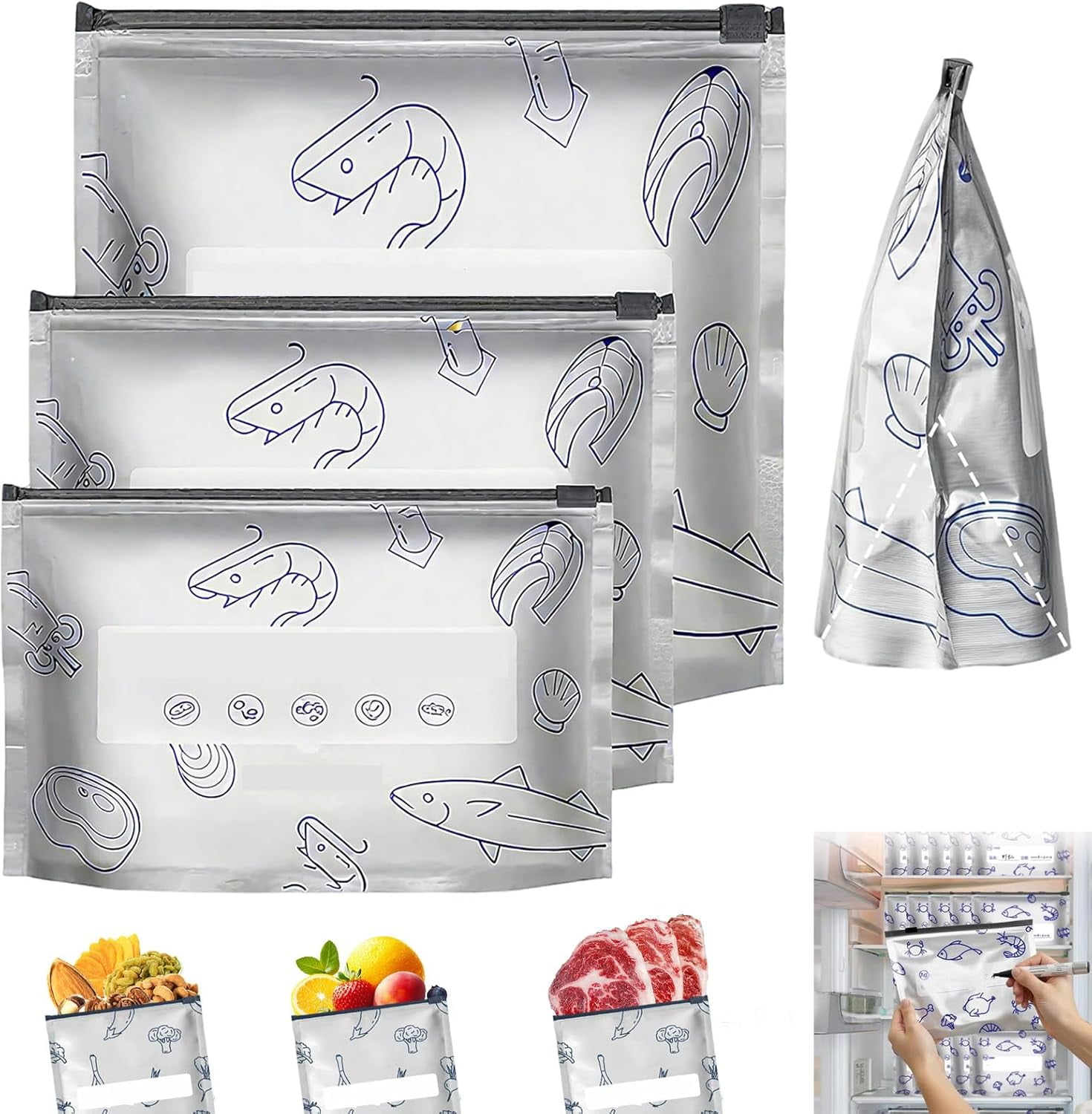 Hefty Press to Close Plastic Freezer Bags, Half Gallon Size, 20