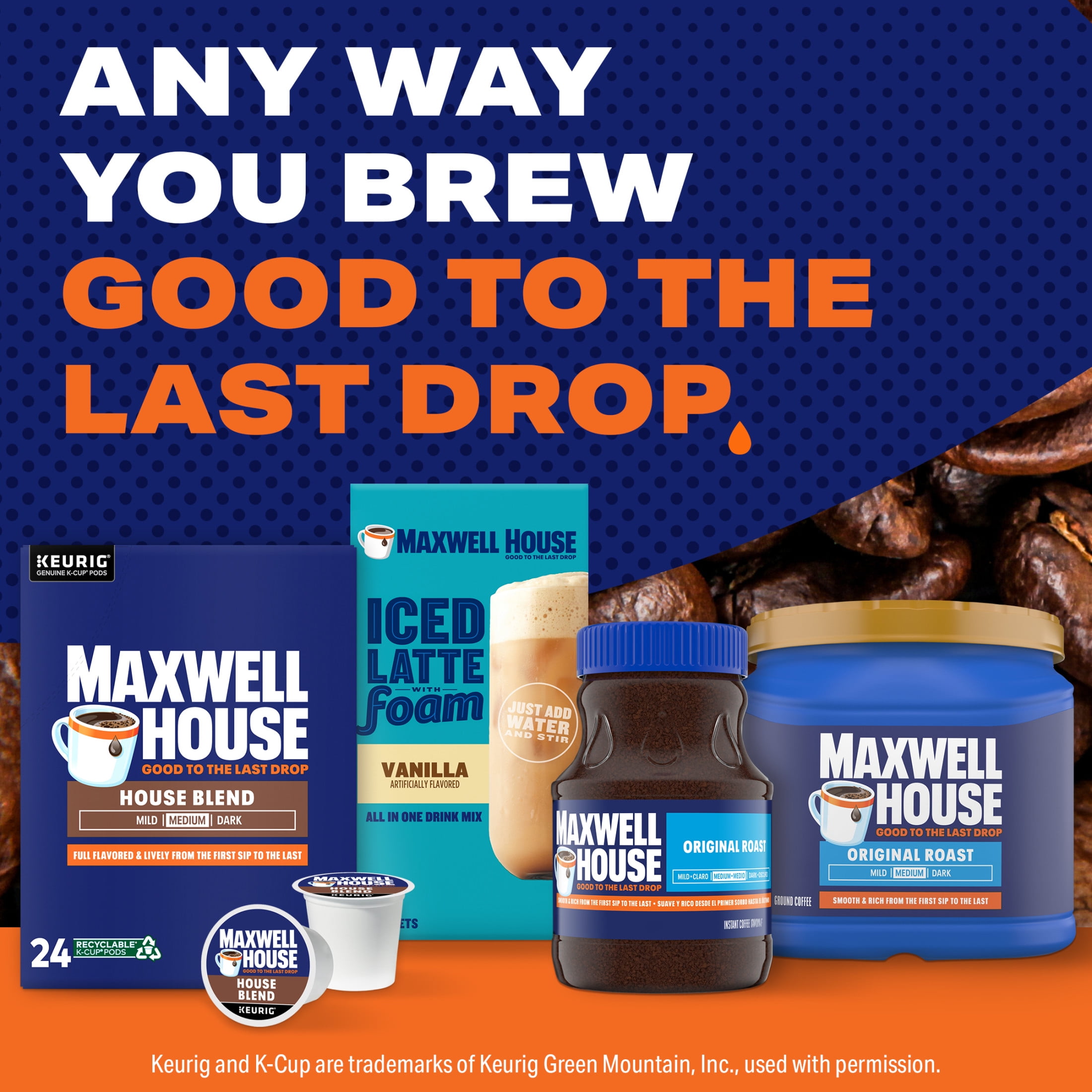 Maxwell House Medium Roast House Blend Coffee K-Cups, 24 ct Box