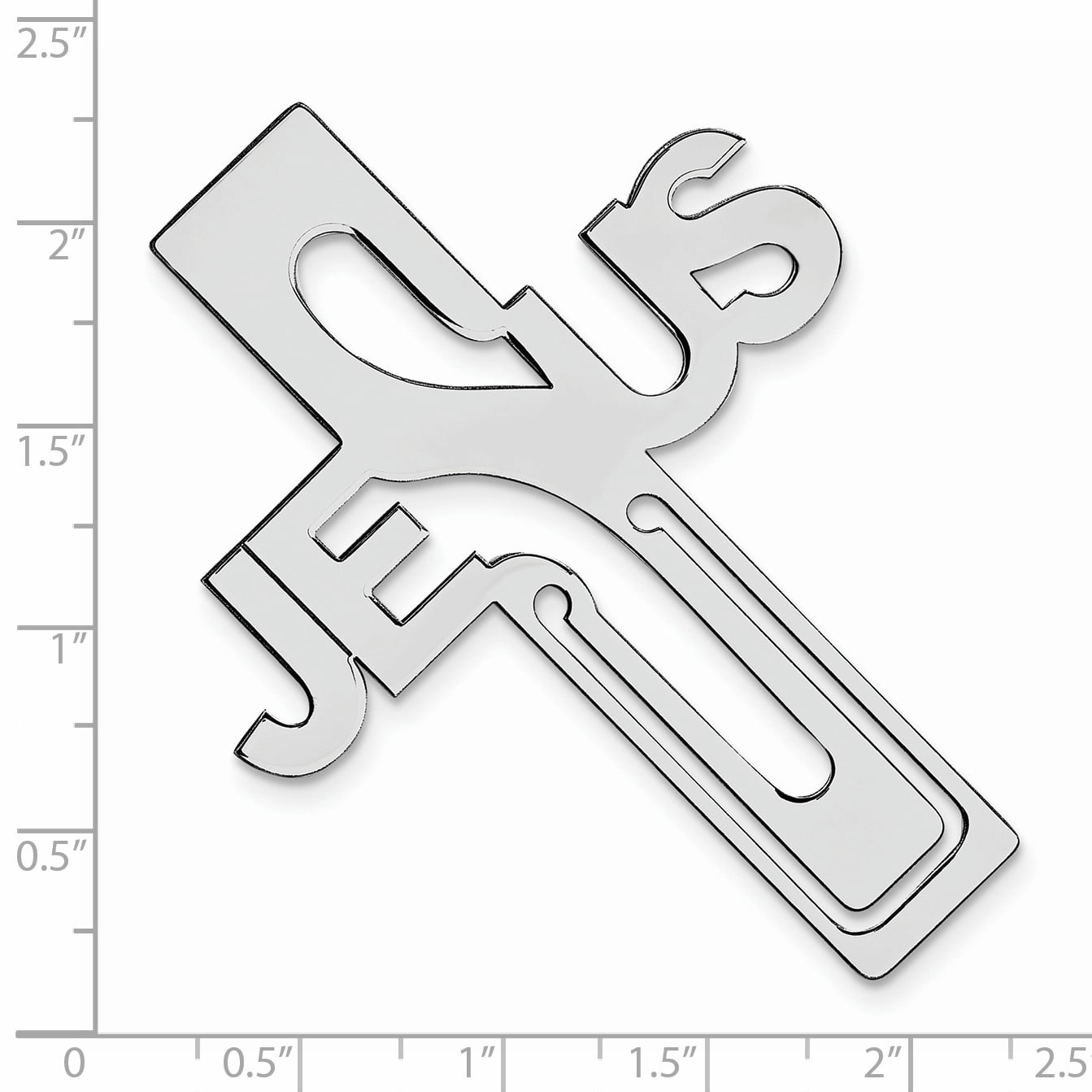 Sterling Silver Rhodium-plated Jesus Cross Bookmark