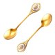 thumbnail image 1 of Retro Coffee Spoon with Ceramic Decorative Piece Made of Stainless Steel for Eating Cakes and Coffee 2 Pieces, 1 of 5