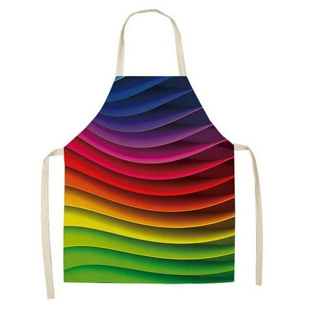 

1Pcs Kitchen Apron Colorful Geometric Printed Sleeveless Cotton Linen Aprons for Men Women Home Cleaning Tools 55*68cm