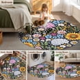 thumbnail image 5 of Round Area Rug 4 Ft, Sunflower Washable Non-Slip Circle Carpet for Living Room/Bedroom, Colorful Flowers Summer Botanical Low-Profile Crawling Mats Collection Rugs for Indoor, 5 of 7