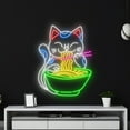 thumbnail image 4 of Handmadetneonsign Lucky Cat Eating Ramen Neon Sign, Japanese Ramen Neon Led Art Decor, Cat Wall Decor, 4 of 5