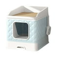 thumbnail image 1 of GROWTH TANK Semi-Enclosed Cat Litter Box, Front Entry, Top Exit, Detachable Cat Potties, Cat Blue, 1 of 9