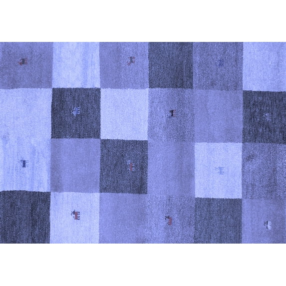 Ahgly Company Machine Washable Indoor Rectangle Abstract Blue Contemporary Area Rugs, 4' x 6'