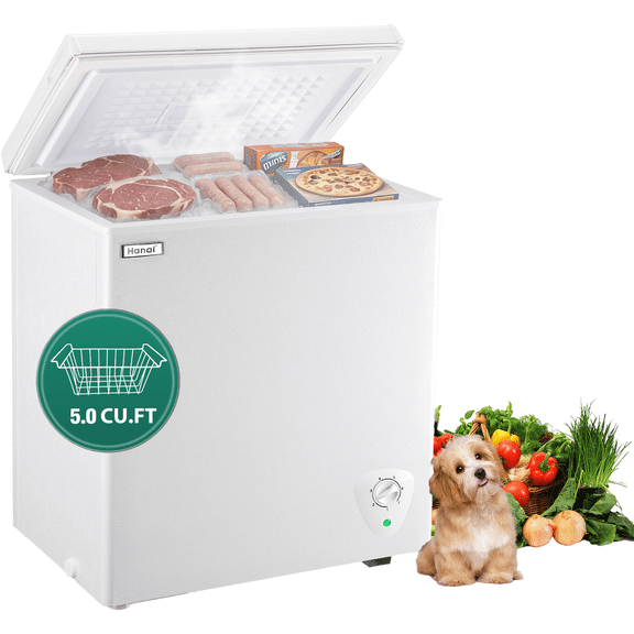 WANAI 5.0 Cubic Chest Freezer, Compact Deep Freezer,White
