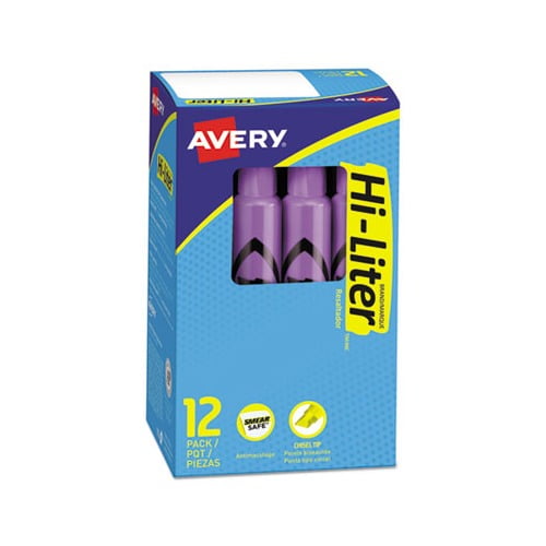 HI-LITER Desk-Style Highlighters Chisel Tip, Fluorescent Purple, Dozen