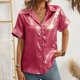 thumbnail image 5 of Camisa de mujer con cuello en V a la moda - Decoración con lámina dorada - Top informal de verano con vaqueros/pantalones - Ligero, 5 of 8