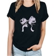 thumbnail image 3 of DeHolifer Womens T-shirts Bowknot Graphic Pritned Short Sleeve Crewneck T-shirts Loose Casual Fashion Blouse Tops Black M, 3 of 3