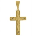 thumbnail image 3 of Auriga 10k Gold Two-Tone Diamond-Cut Nugget Cross Crucifix Religious Charm Pendant for Men, 3 of 5