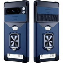 𝟐𝟎𝟐𝟒 𝗡𝗘𝗪 Google Pixel 8 Pro Case with Card Holder and Slide Camera Cover - Wireless Charging Compatible Pixel 8 Pro Wallet Case with Magnetic Kickstand (Blue)