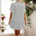 thumbnail image 4 of Uobin Womens Button Down Shirt Dress Solid Color Short Sleeve Casual Loose Tunic Dress Breathable Daily Wear, 4 of 6