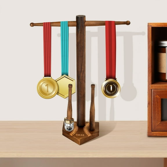 Ikoopy Wooden Baseball Necklace Display Holder Easy Install Softball Drip Necklace Organizer Softball Ring Display Storage for Ring