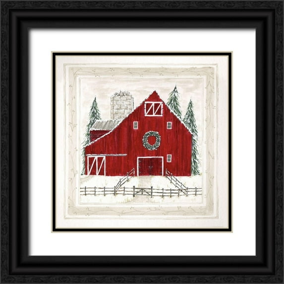 Shamp, Cindy 26x26 Black Ornate Wood Framed with Double Matting Museum Art Print Titled - Christmas at the Farm III