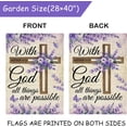 thumbnail image 3 of With God All Things are Possible Christian Decorative Garden Flag, Spring Summer Religious Cross Lavender Home Yard Outdoor Decor, Purple Flower Small Outside Decoration Double Sided 12 x 18, 3 of 6