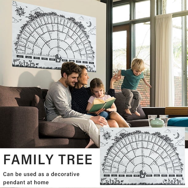 Pergamino colgante de árbol genealógico - Árbol genealógico de historia familiar escrito a mano (60 x 90 cm)