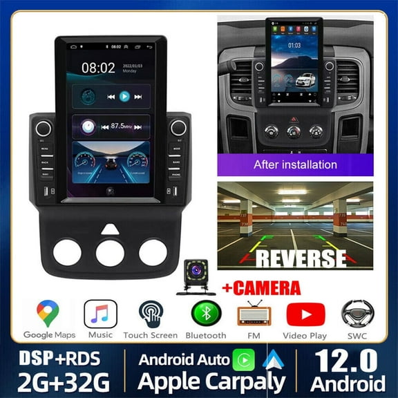 Zcargel 9.7" For Dodge Ram 1500 2500 3500 2013-2019 Vertical Car Radio Stereo Carplay IPS Android 13.0 Car Stereo Dash Head Unit GPS Navigation Android Auto FM BT