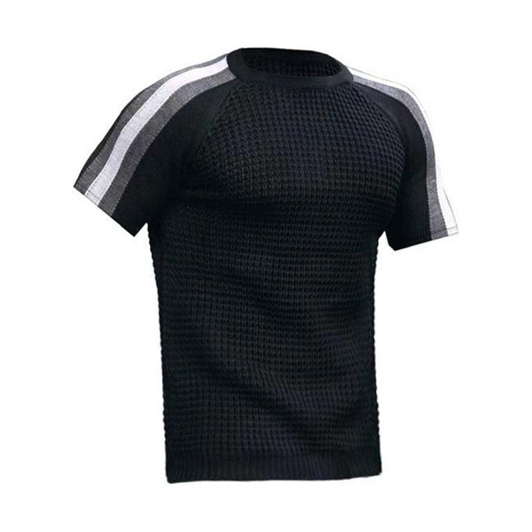 YUHAOTIN Black T Shirts for Men Polyester Muscle T Shirts Contrast Color  Stretch Short Sleeve Workout Tee Casual Slim Fit Henley Shirt Mens T-Shirts  Cotton Fitted Funny Tshirts Shirts for Men Beer 
