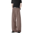 thumbnail image 6 of GrmtClth Dress Pants For Men High Waist Loose Fit Wide Leg Pleated Front Straight Cut Business Formal Office Slacks Coffee 2XL, 6 of 6