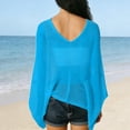 thumbnail image 5 of Helii Women's Mesh Poncho Cover Up, Hollow Out Knit Beach Poncho, Asymmetrical Sheer Cover Up, Lightweight Crochet Poncho for Swimsuit Vacation Beach Blue,One Size, 5 of 7