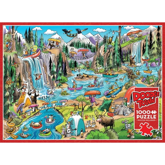 Cobble Hill 1000 Piece Puzzle -DoodleTown: Portage Pandemonium - Sample Poster Included