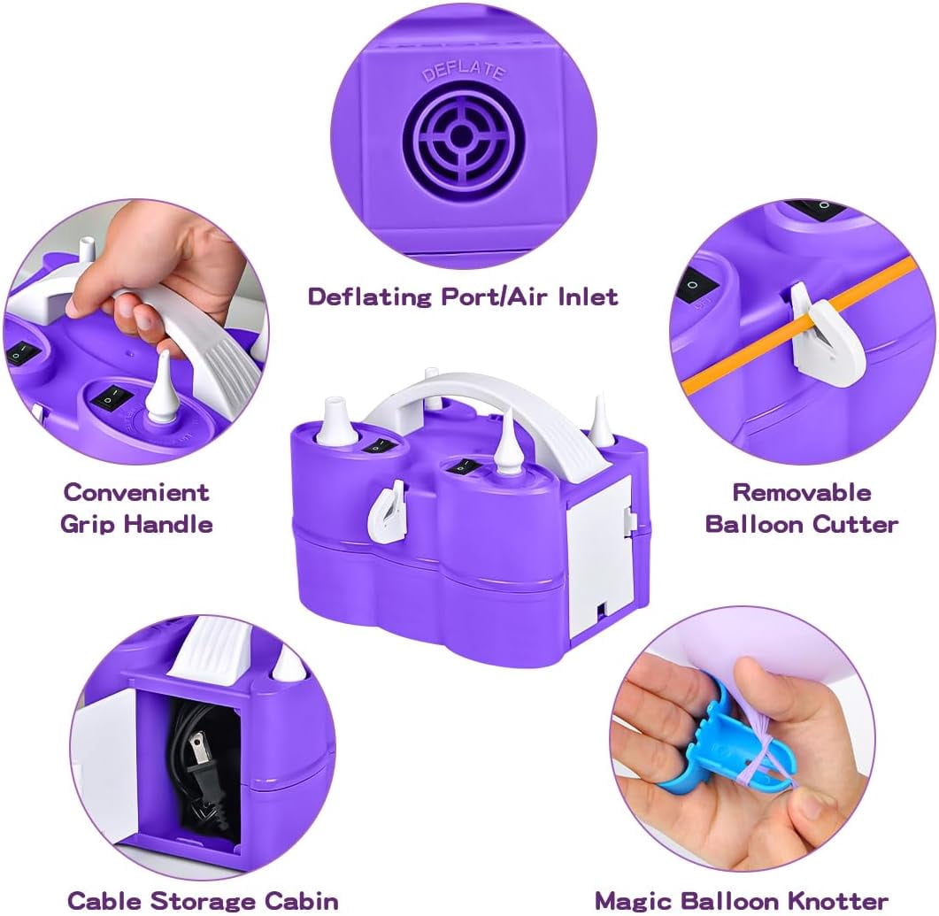 Balloon Pump, Multifunctional Air Pump for Balloons and Inflatable Items, Electric Balloon Pump for 260q Latex Balloons, Fast Inflating 110V AC Electric Balloon Pump
