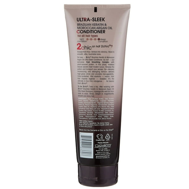 Giovanni 2Chic Sleek Conditioner Keratin Argan Oil 8.5 Oz