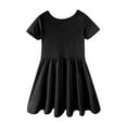thumbnail image 4 of XXWXYD Girls Twirl Skater Dress Short Sleeve A-Line T-Shirt Dress Elegant Summer School Outfit Stretchy Comfort 4-12 Years, 4 of 5