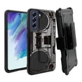 thumbnail image 1 of ANJ+ Rugged Dual Layer Hybrid Holster Kickstand Case w/ Card Slot + Tempered Glass Cover for Samsung Galaxy S21 FE 5G - Boombox, 1 of 3