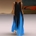 thumbnail image 2 of B91xZ Robes d'Été pour Femmes Col en V Sans Manches Robe d'Été Surdimensionnée Tendance Mini Robe pour Femmes, Bleu L, 2 of 5