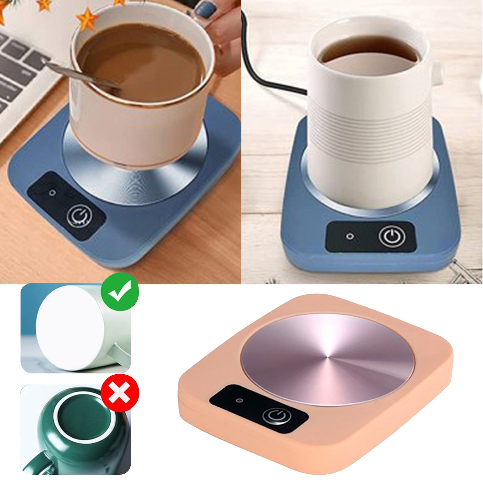 VOBAGA Imitation Wood Grain Coffee Cup Warmer & Mug Warmer for Desk, Electric Cup Beverage Warmer Plate with 3 Temperature Setti