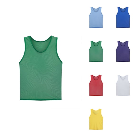 Youth Pinnies (Set of 12/24) - Sleeveless Solid Vest Tops for Sports Fitness Activities, Casual Loose Training Vests for Kids