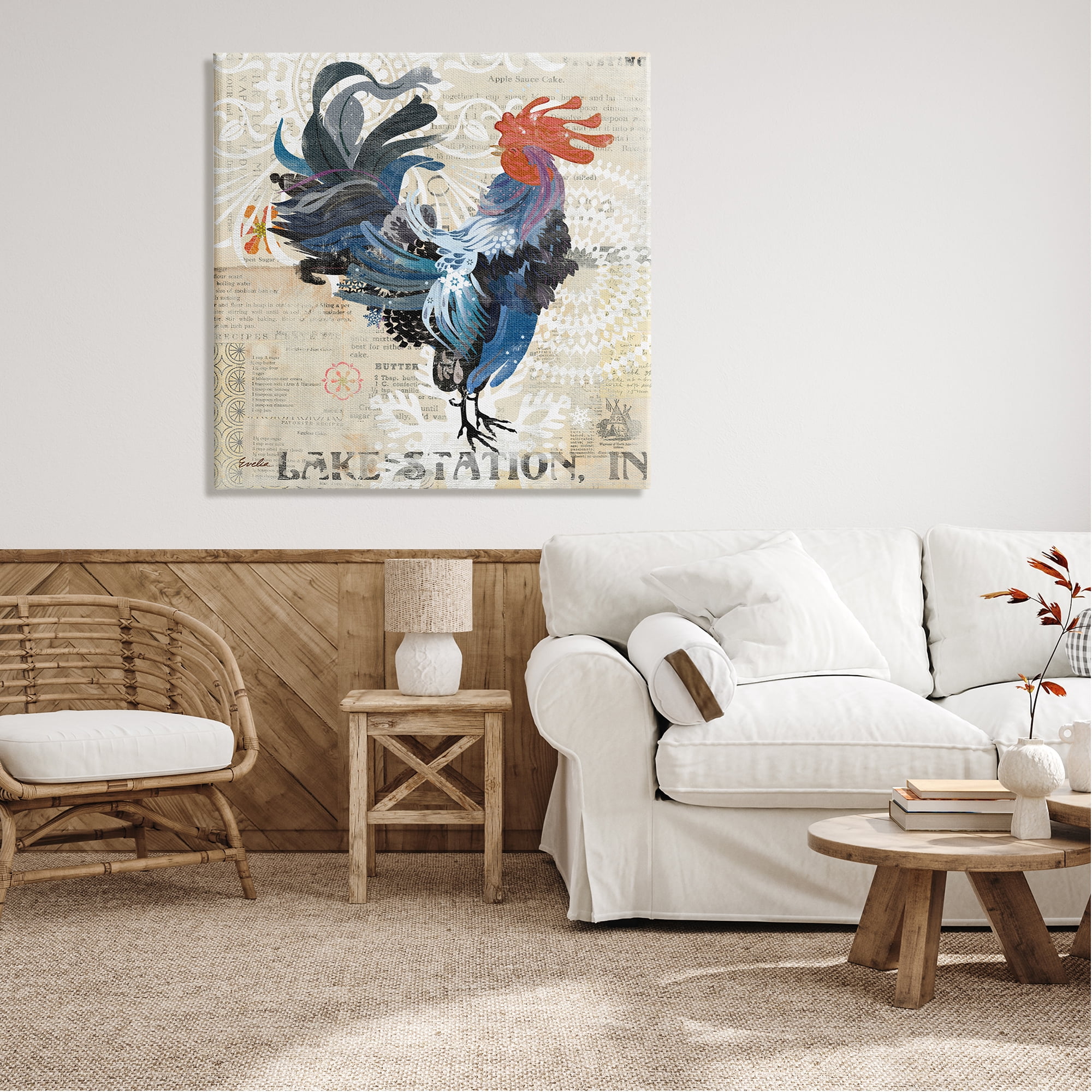 Stupell Retro Rooster Farmhouse Kitchen Animals & Insects Painting Gallery Wrapped Canvas Print Wall Art