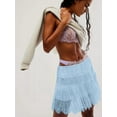 thumbnail image 5 of Deliqiba Women'S Y2k Half Slip Skirt Low Rise Pleated Ruffle LaceTrim Skirt Layered Flowy Short Skirts Underskirt Light Blue S, 5 of 7