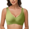thumbnail image 2 of COMVALUE Womens No Underwire Bras Seamless Mesh Full Coverage Wireless Bra Push Up Bralette Comfortable (Green, L), 2 of 7