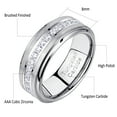 thumbnail image 4 of Newshe Jewellery Tungsten Wedding Bands for Him Rings for Men Men Rings Cubic Zirconia 8mm Matte Brushed Size 7, 4 of 6