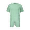 thumbnail image 4 of Enjoytime Womens Two Piece Sets Summer Solid Color Short Sleeve Shirts and Shorts Round Neck Sleepwear Casual Travel Outfits 2025 Green B XXL, 4 of 4