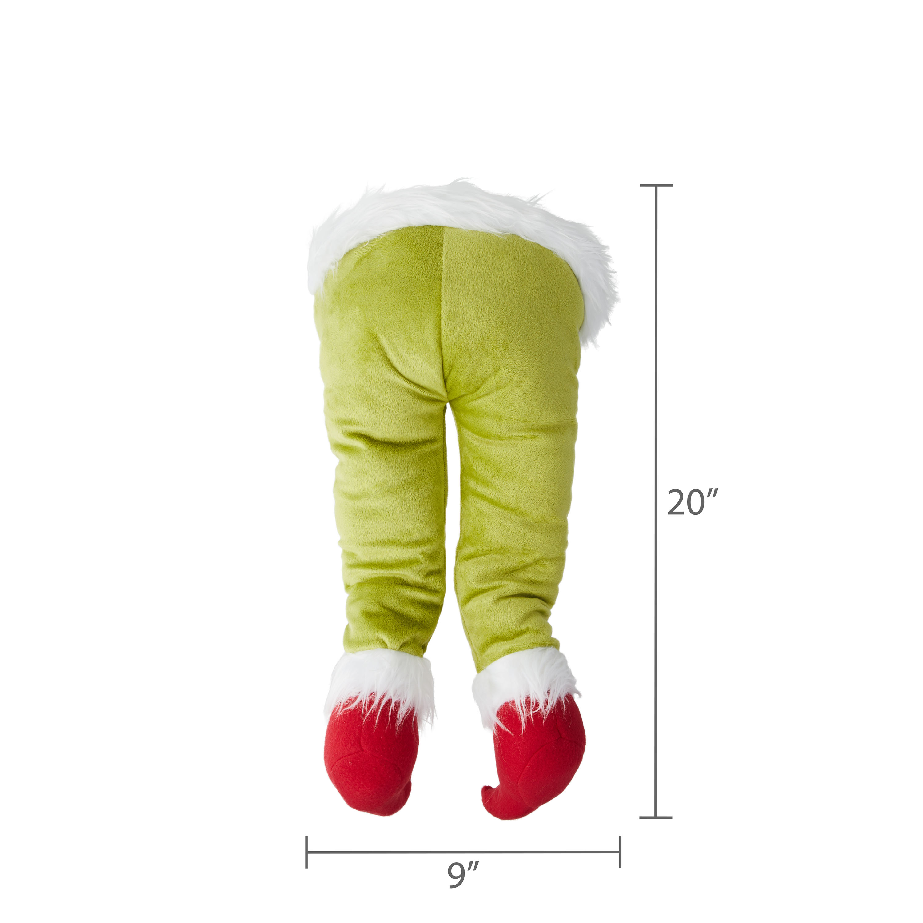 Dr. Seuss' How The Grinch Stole Christmas Grinch Furry Plush Leg Christmas Décor 12.6 inch by Ruz - Green with Red Santa Boots