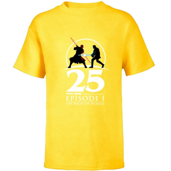 Star Wars Episode I 25th Anniversary Darth Maul vs. Obi-Wan- Short Sleeve T-Shirt for Kids - Customized-Yellow