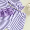 thumbnail image 4 of yboeqw Toddler Girls Clothing 2 Piece Stripe Print Long Sleeve Ruffle Shirt Top Wide Leg Pants Sets Fall Winter Outfits,Size 3-4 Years, 4 of 5