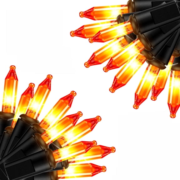 DAYBETTER Halloween String Lights, 32.8ft Incandescent Mini Lights, with 100 Count Orange Waterproof Bulbs, for Party, Yard, Christmas Tree, Halloween Decorations